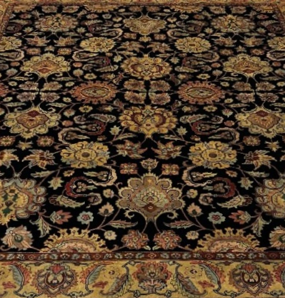 Thumbnail: Oriental rug Hand-woven in India. this is a hand knotted rug made with superfine wool.