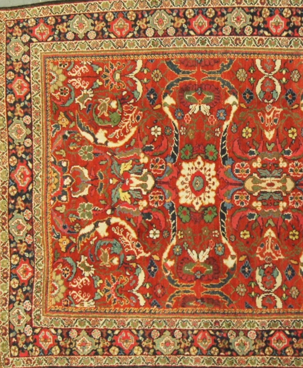 Thumbnail: This stunning Persian Mahal rug is hand knotted with exquisite attention to detail, making it a semi antique masterpiece.