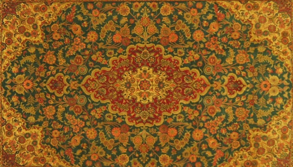 Thumbnail: This stunning 6' x 9' Persian Qum rug is a true masterpiece of hand knotted  craftsmanship.