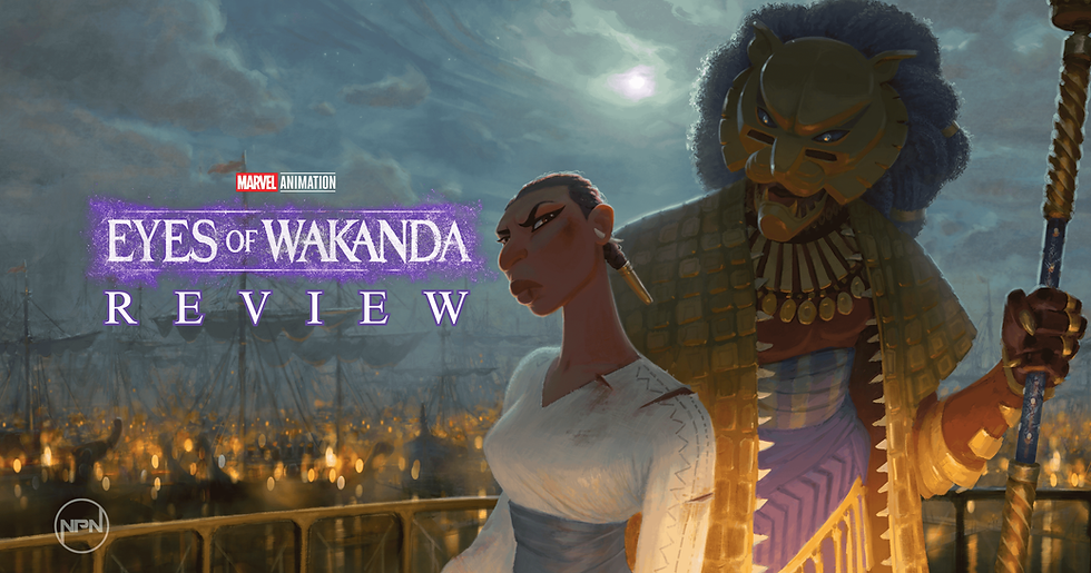 (L-R): Noni (Winnie Harlow) and The Lion (Cress Williams) in Marvel Animation's EYES OF WAKANDA