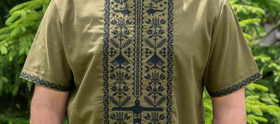 Original Embroidered Shirt with Helicopter and Drones Design (Vyshyvanka
