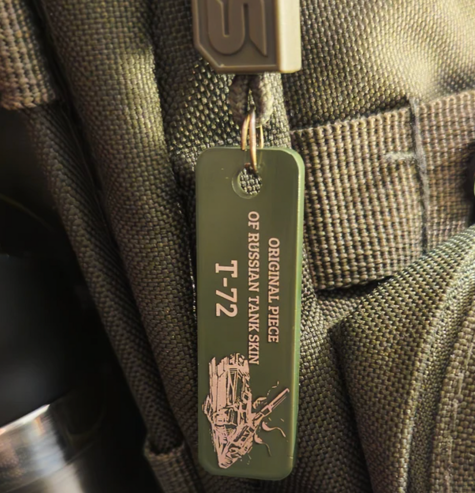 Thumbnail: Small Metal keychain from recycled Russian Tank T-72