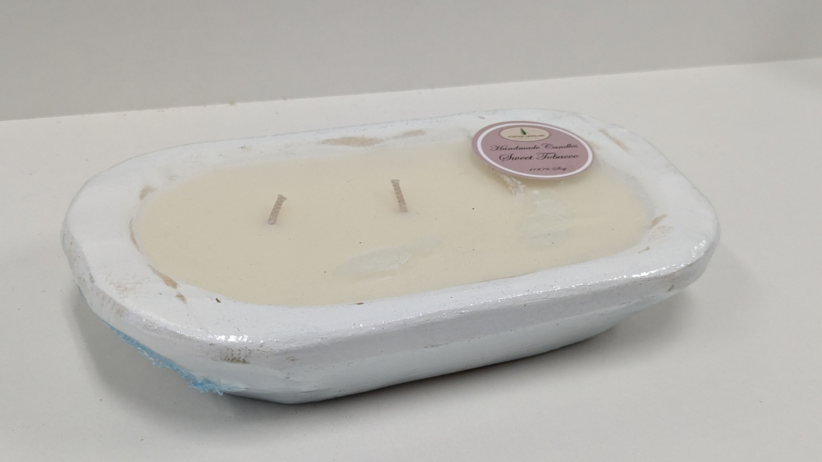 Medium Wood Bowl Candles (White)