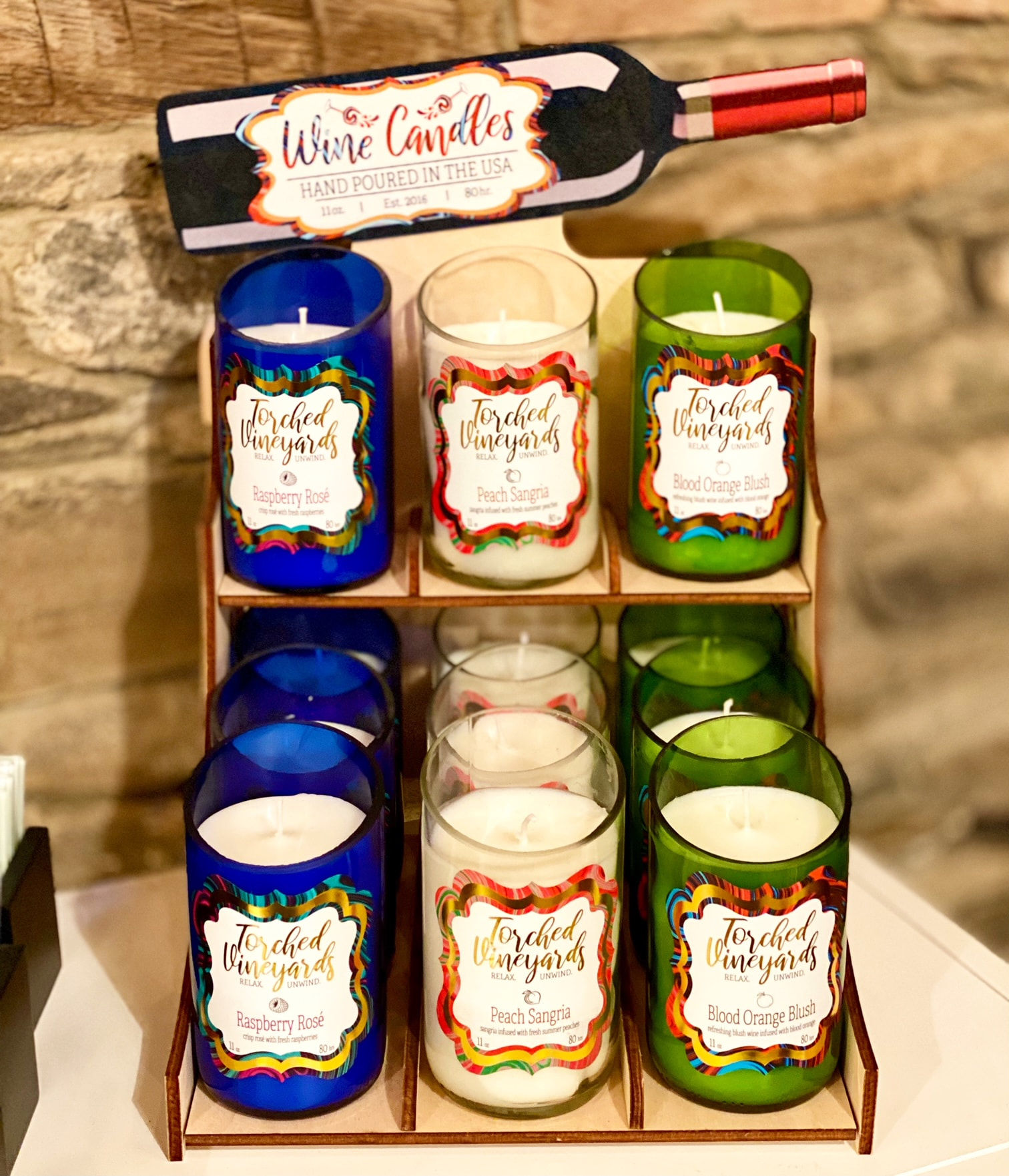 Torched Wine Bottle Candle Blood Orange Blush