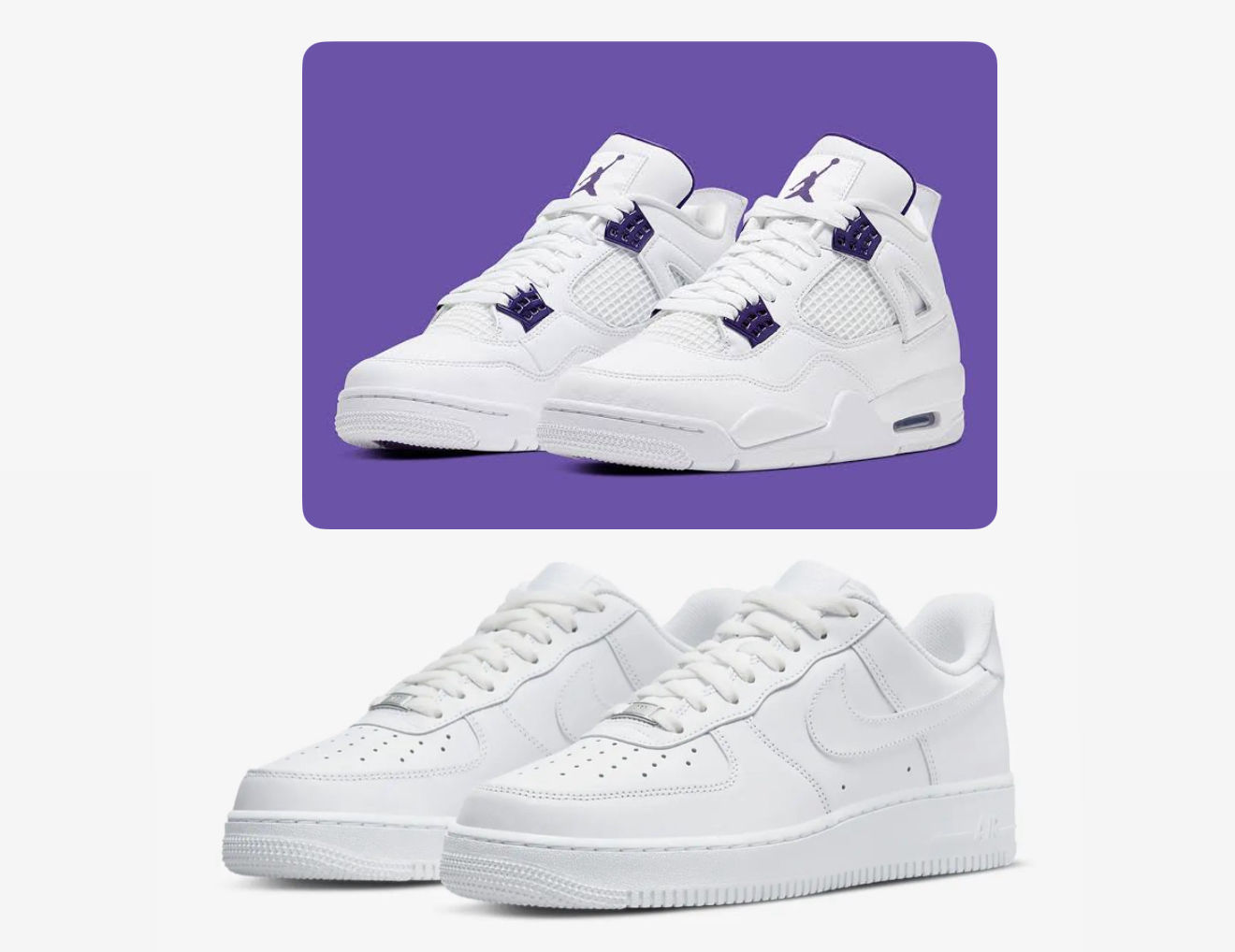 Air Jordan 4 Metallic Purple X Air Force 1 Combo