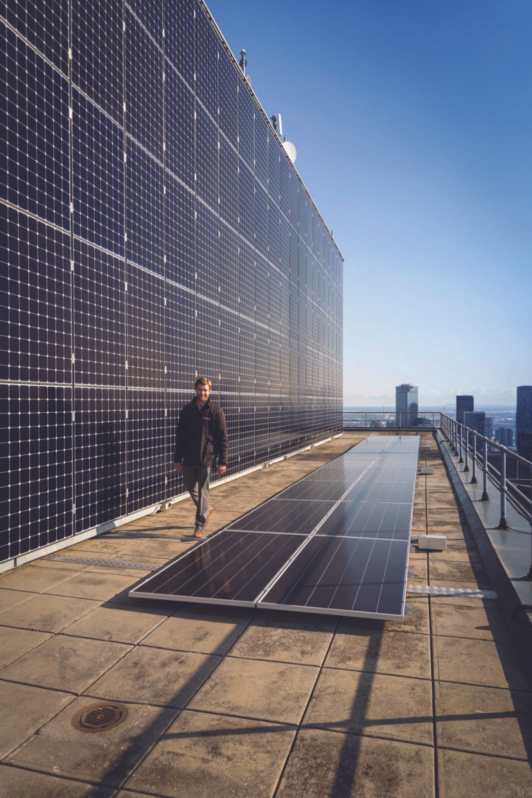 The Solar PV system supplying energy directly to the heat pump systems. Supplied by A.G. Coombs.