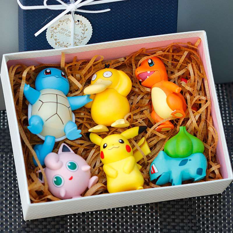 Thumbnail: 6-piece Set of Pok É Mon Action Doll Toys: Pikachu, Squirtle, Bulbasaur, Fat Di