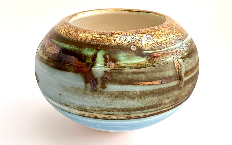 Blue vessel with gold