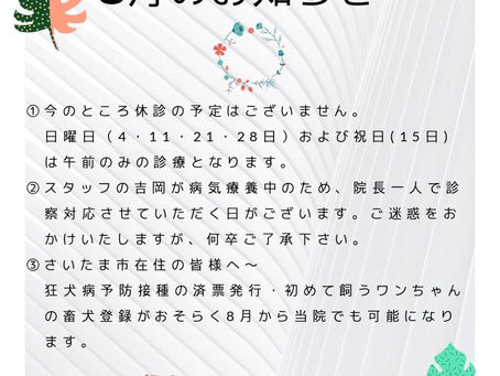 8月のお知らせです