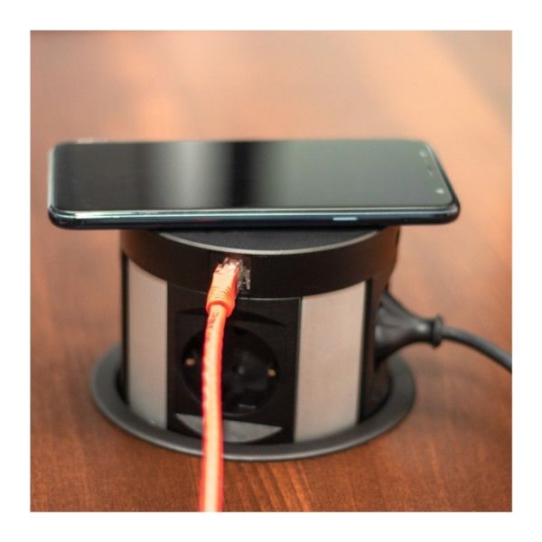 Miniatura: Gniazdo meblowe MULTIBOX z ładowarką indukcyjną czarny mat