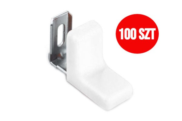Kątownik meblowy metalowy z plastikową osłonką biały 100szt