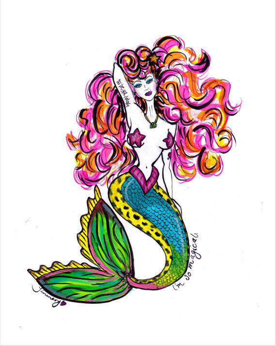 Thumbnail: Rainbow Punk Merbabe Art Print