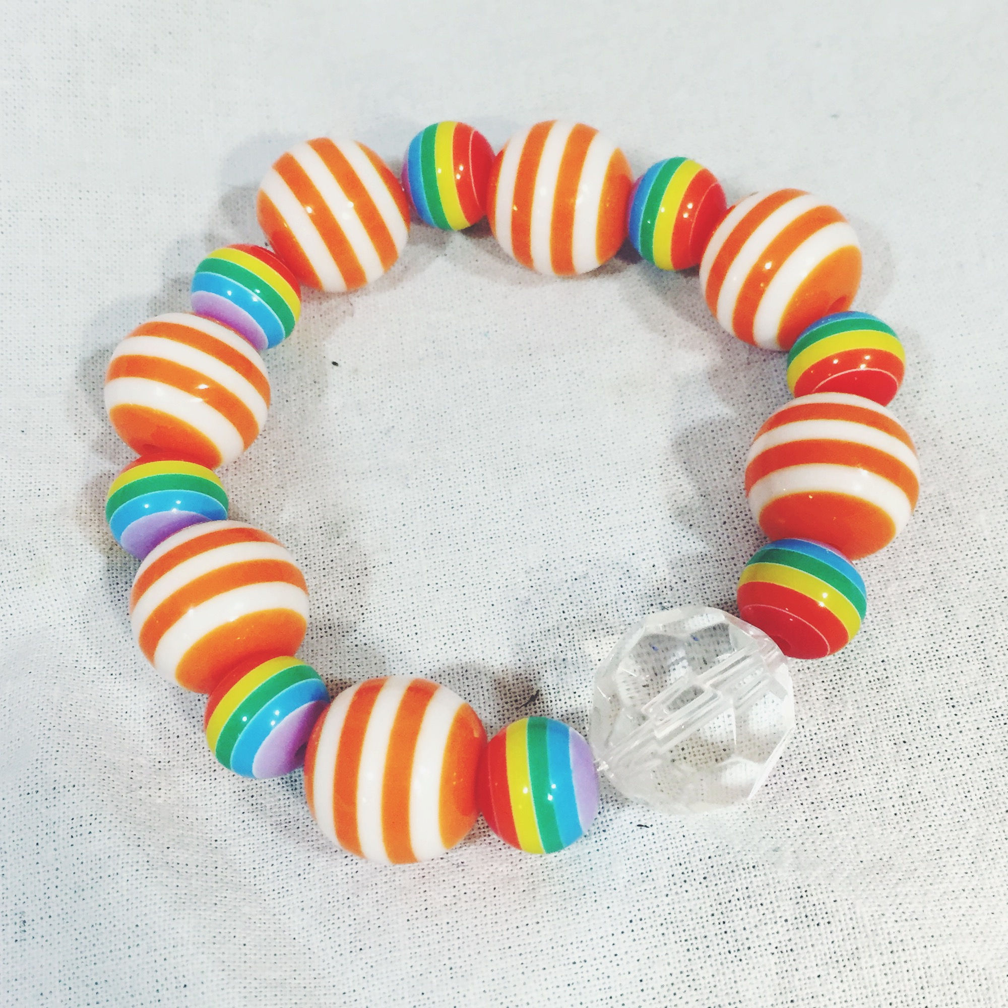 "Rainbow Creamsicle" Beaded Stretch Bracelet