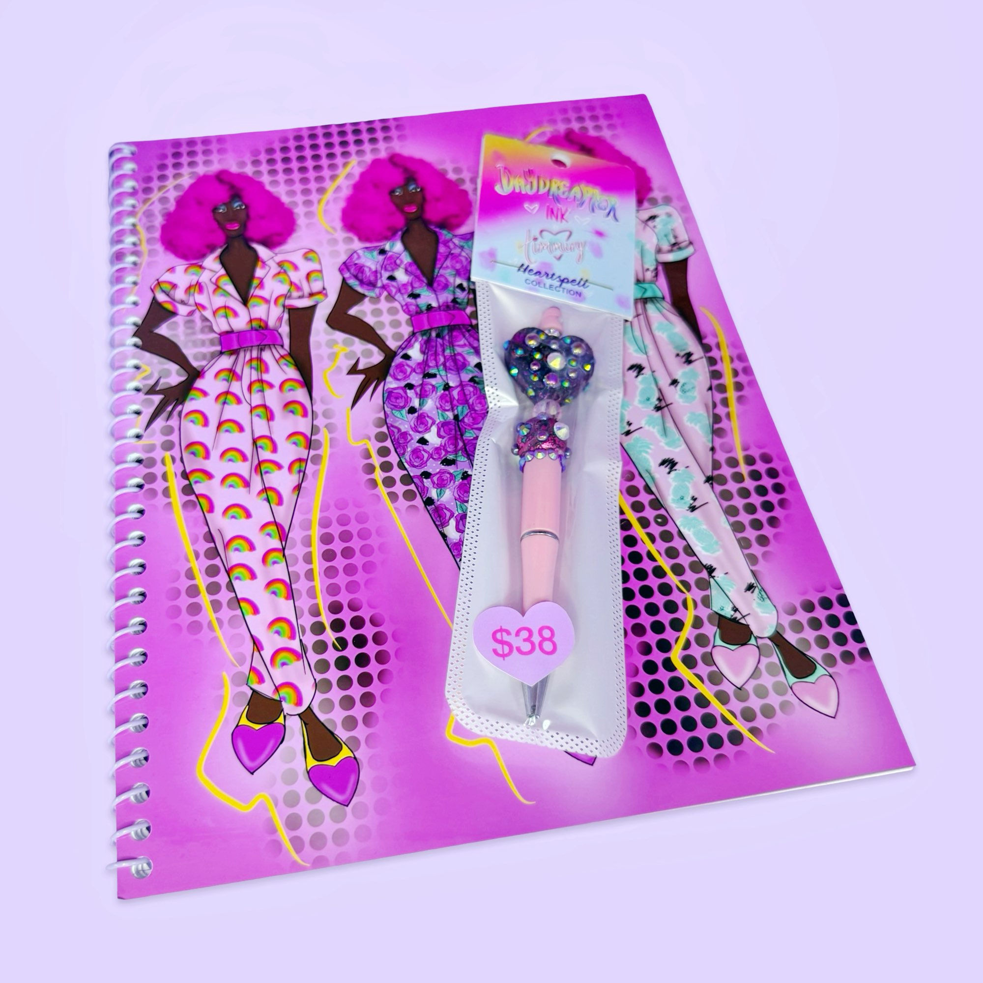 Fashionista Dream Notebook + Heartspell Daydreamer Ink Pen Bundle