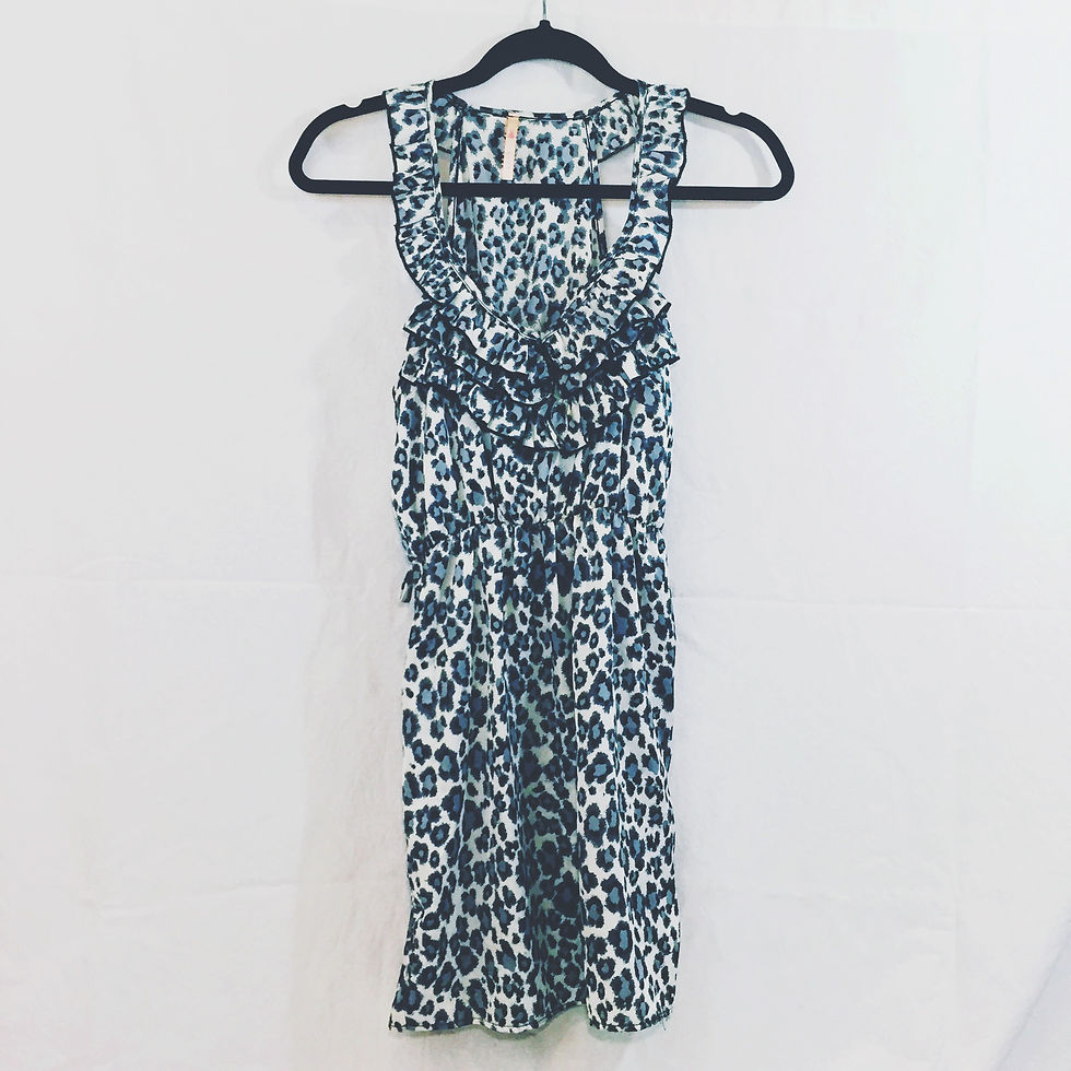 Thumbnail: Abstract Leopard Print Ruffled Thrifted Dress