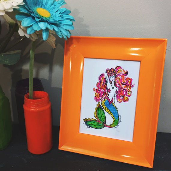 Thumbnail: Rainbow Punk Merbabe Art Print