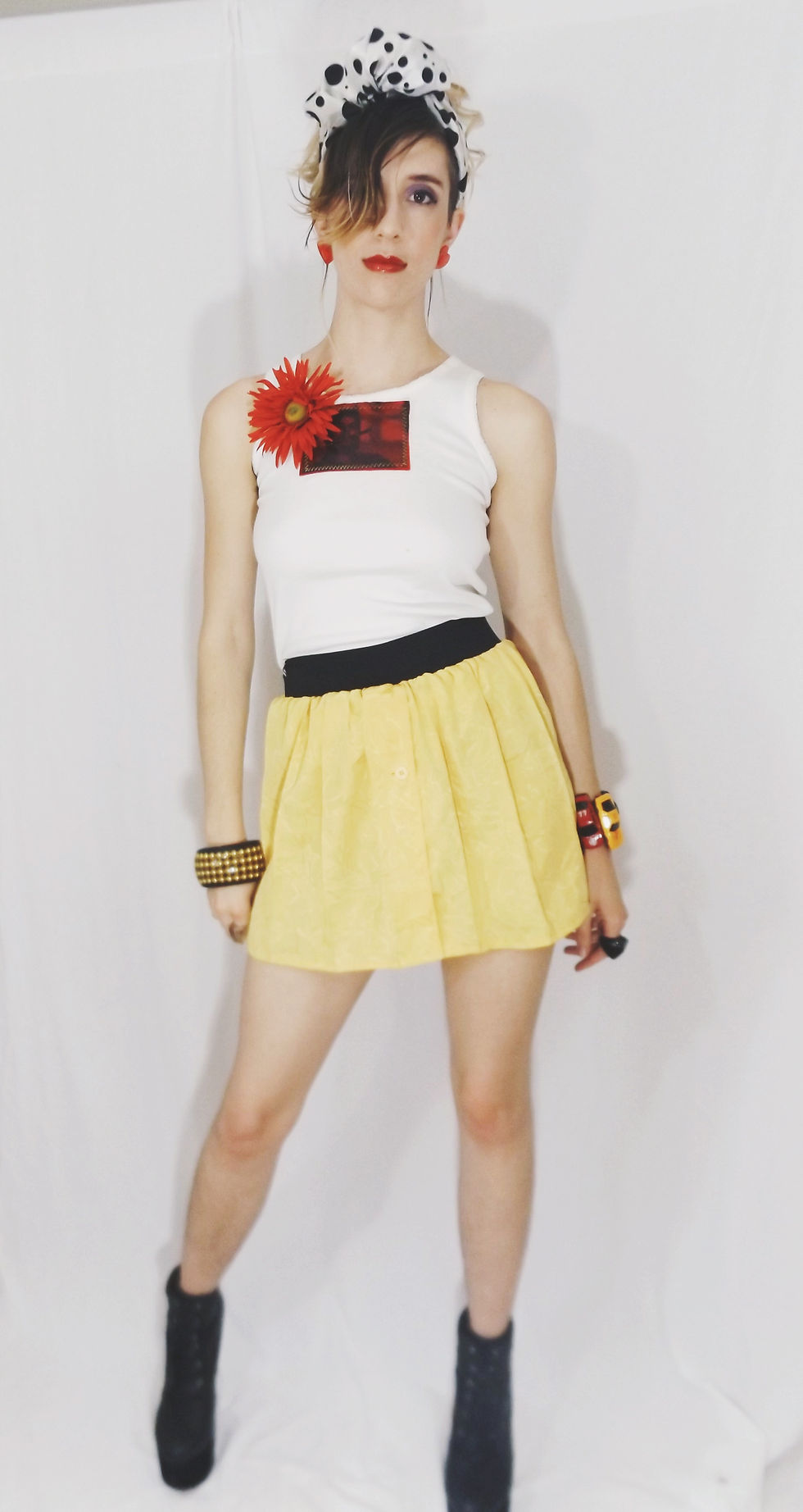 Thumbnail: Green Reincarnation Upcycled Yellow Mini Skirt