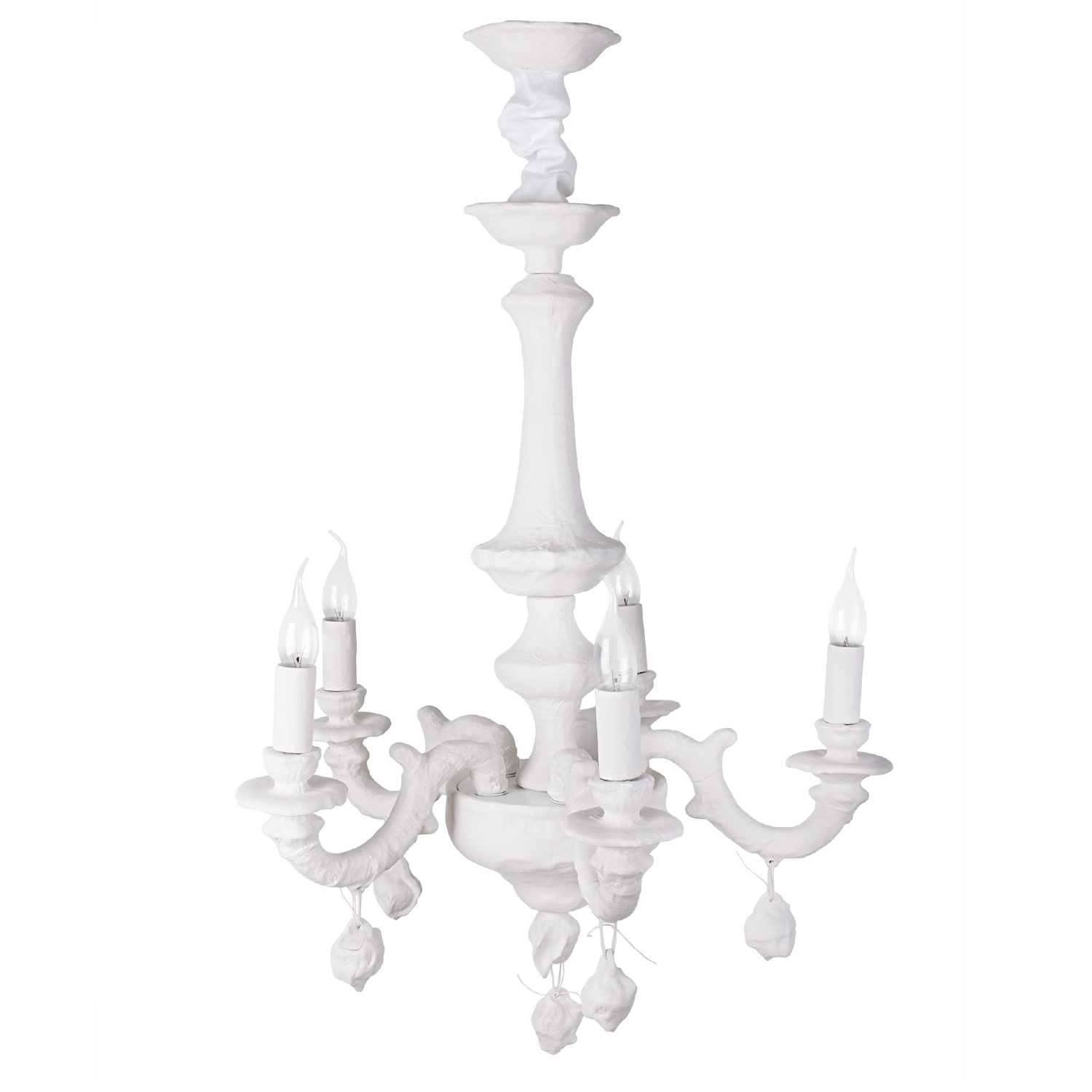 lampadario in biscotto di ceramica a 5 luci