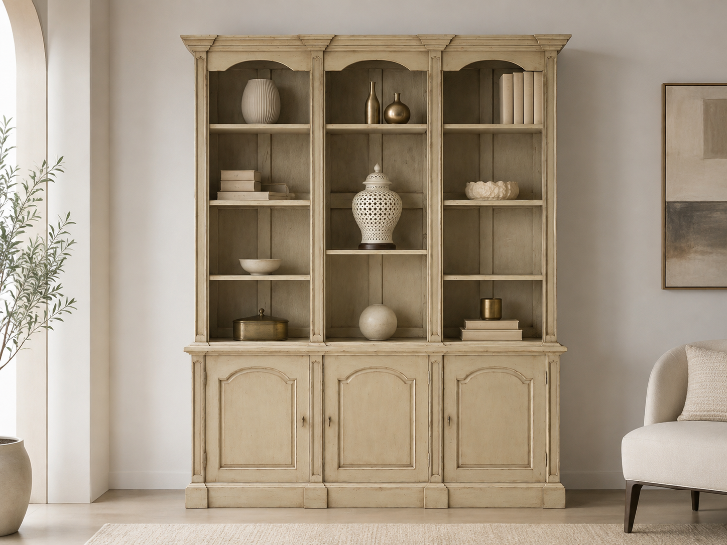 IMMAGINE AI | Vetrina Libreria in Legno Massello Laccata