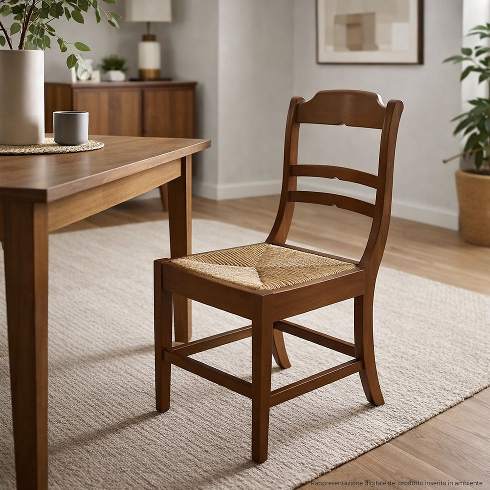 Sedia in legno massello di ciliegio con seduta intrecciata