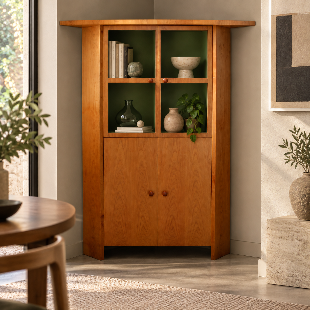 IMMAGINE AI | Angoliera in Legno con Interno Laccato Verde