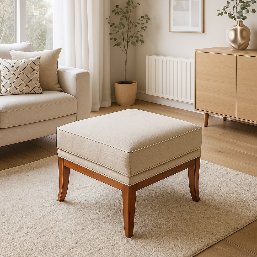 Pouf imbottito in ciliegio massello