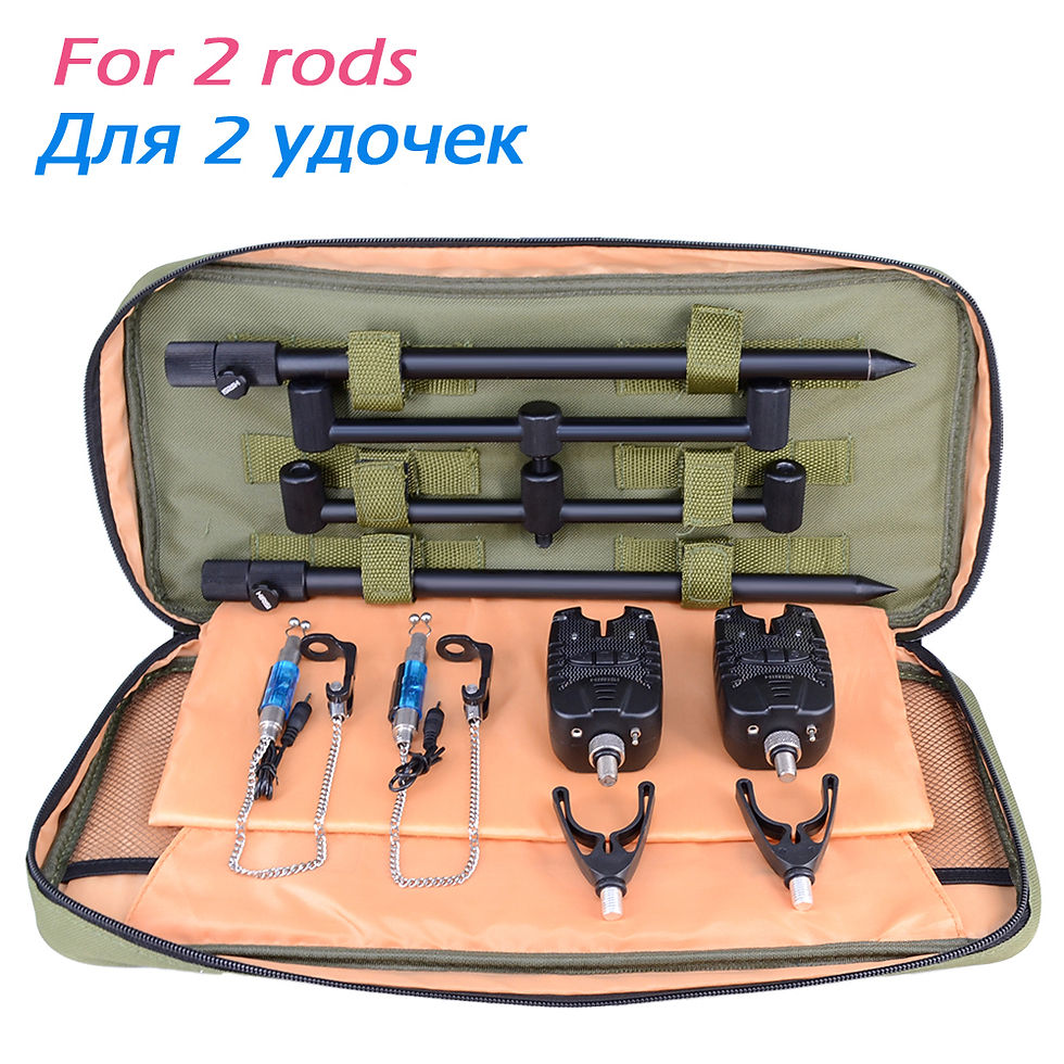 Thumbnail: Hirisi Carp Fishing Bite Alarm Set 3pcs LED Alarms + Swingers + Bank Sticks + Bu