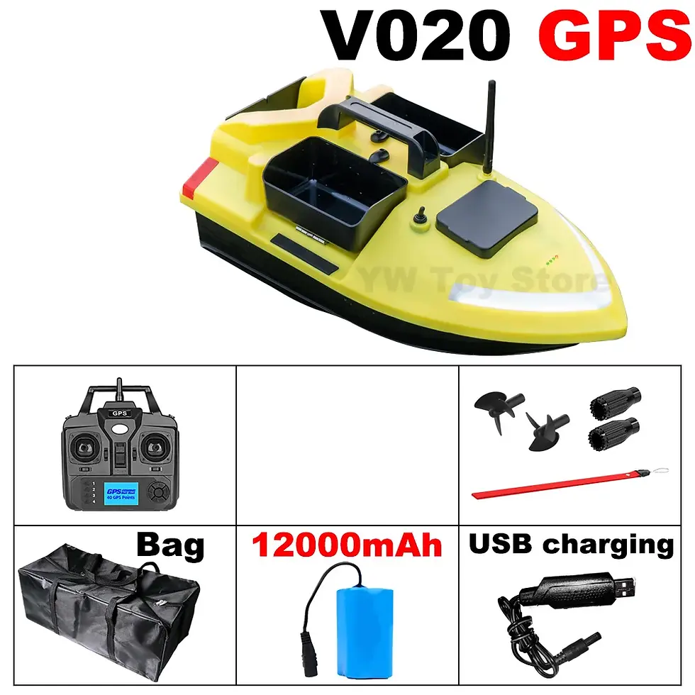 Thumbnail: New Rc Bait Ship Yellow V020 Sonar Detection 40 Points Gps Automatic Return 2kg 