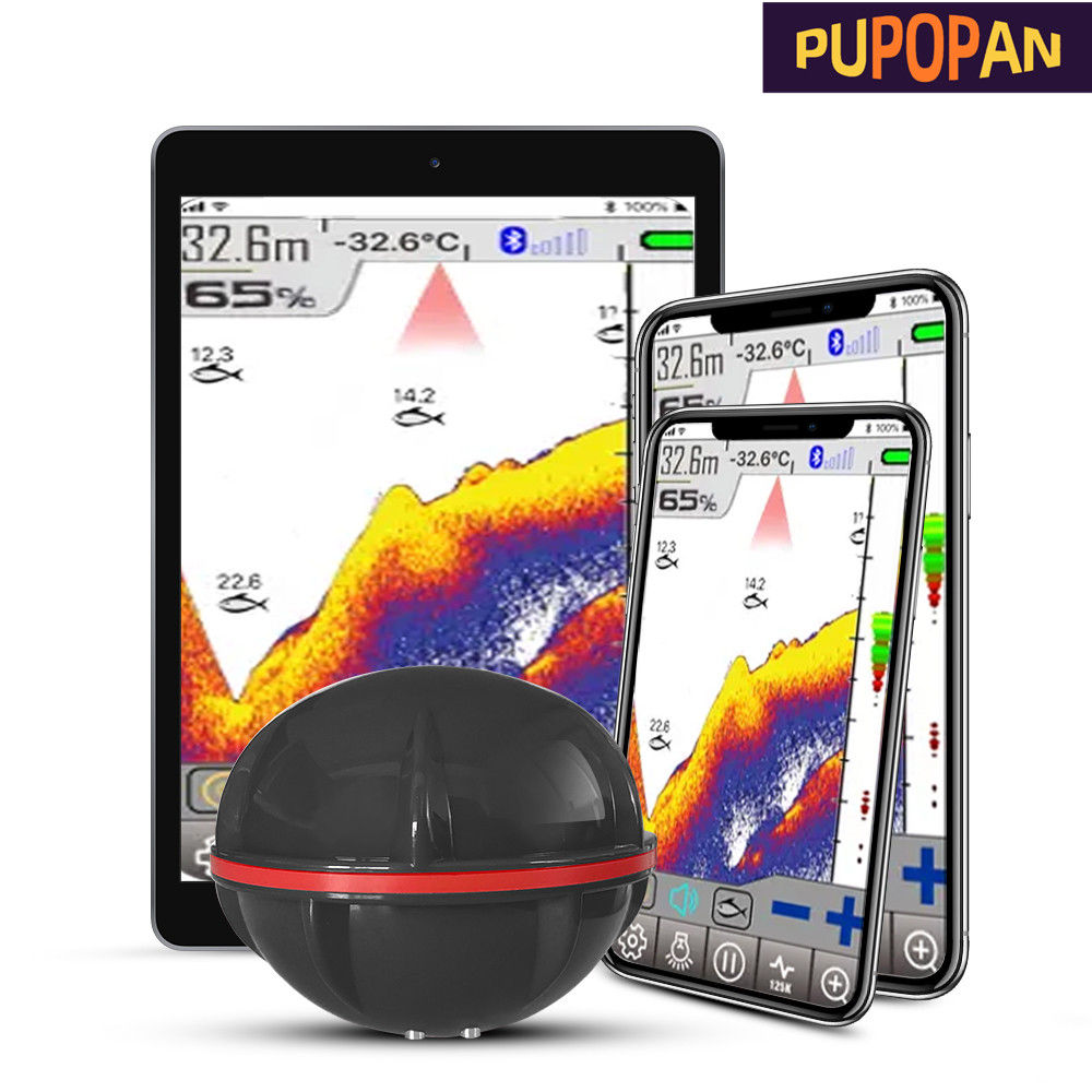 PuPoPan Wireless Bluetooth Smart Sonar Fish Finder (48m / 160ft)