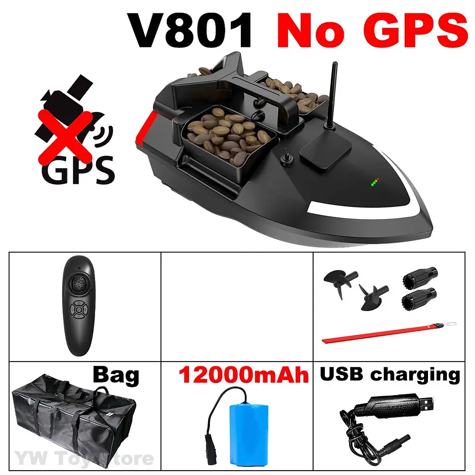 Thumbnail: New Rc Bait Ship Yellow V020 Sonar Detection 40 Points Gps Automatic Return 2kg 