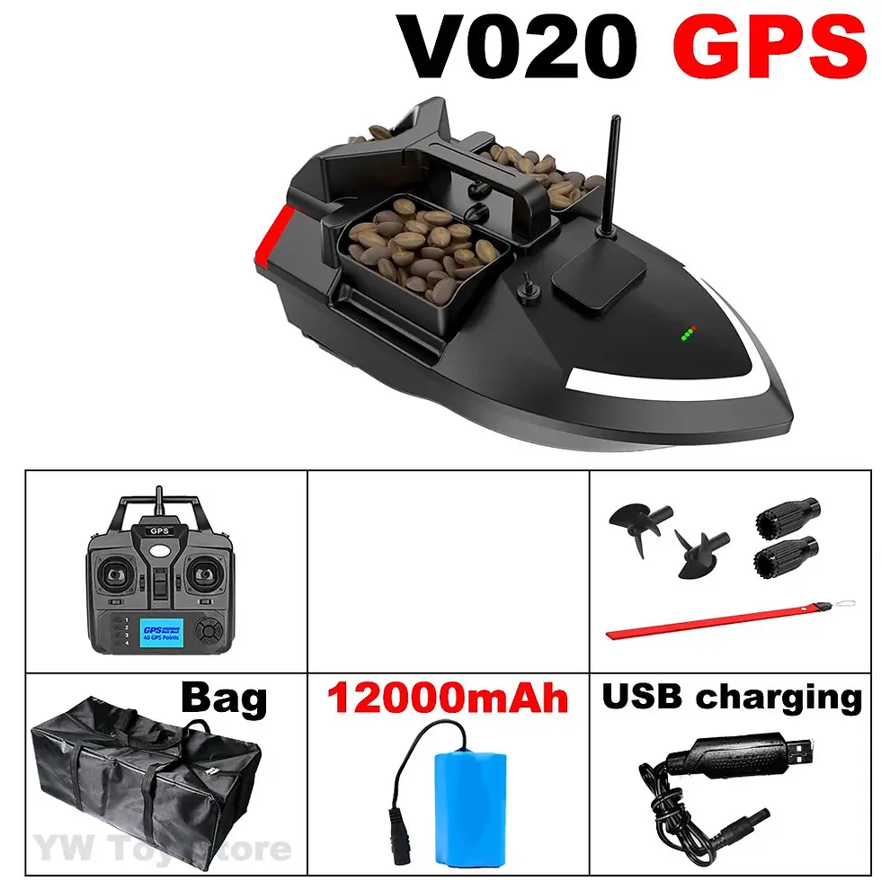 Thumbnail: New Rc Bait Ship Yellow V020 Sonar Detection 40 Points Gps Automatic Return 2kg 