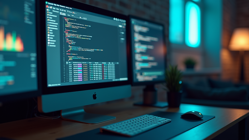 High angle view of a computer screen displaying GRC software