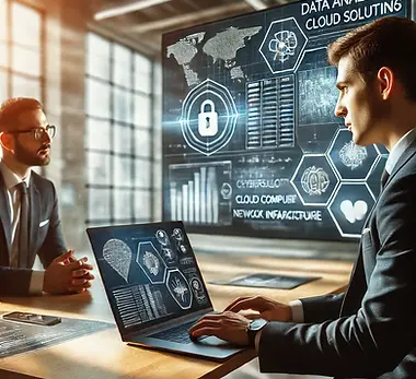 DALL·E 2025-02-27 11.21.30 - A realistic photo of an IT consultant in a modern office, dis