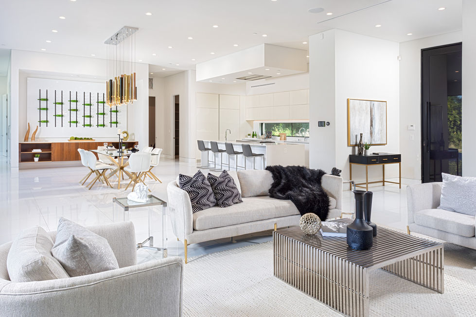 a living room with a couch and a coffee table