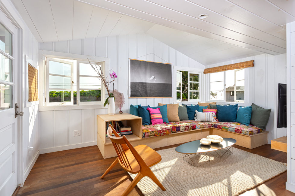 a living room with a couch and a coffee table