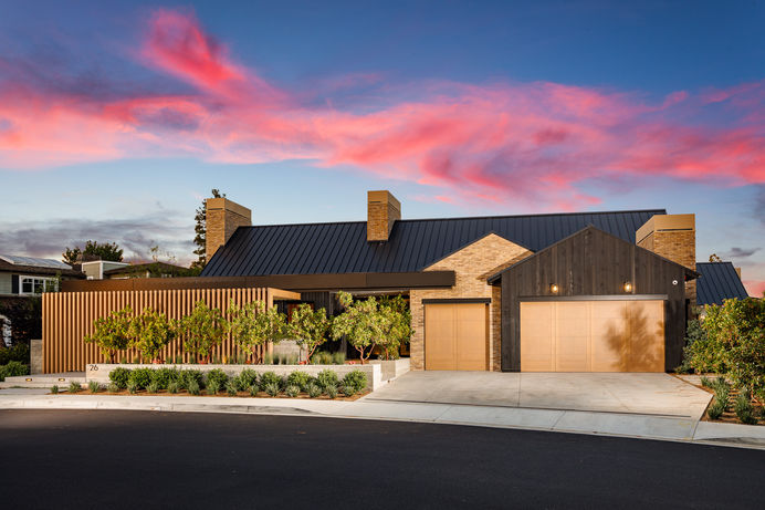 Luxurious modern home with a breathtaking sunset view.