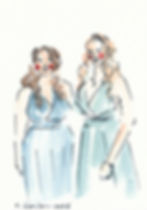 Live guest illustration of two women in light blue dresses