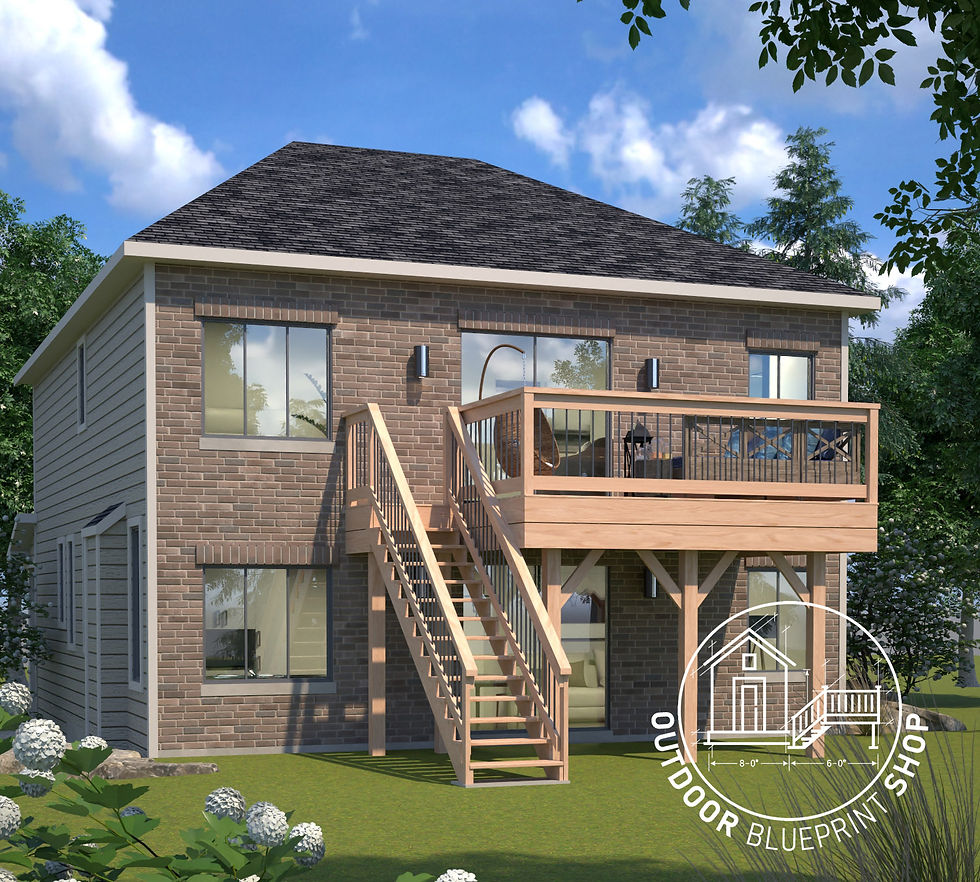 Thumbnail: Raised Deck 14x10 Left Stair Blueprint - Contractor Ready