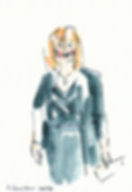 Live guest illustration of a woman in a dark dress