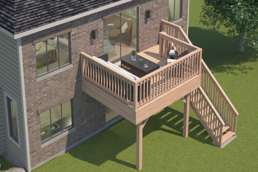 Raised Deck 12x10 Right Stair Blueprint - Contractor Ready