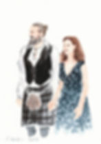 Watercolour portrait commissions of a Scottish couple