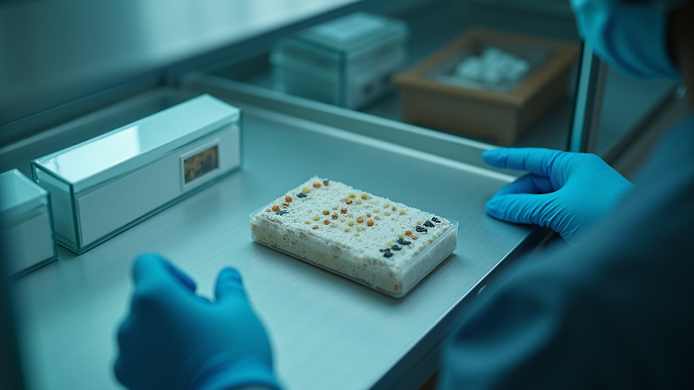 High angle view of preserved evidence samples stored in a forensic lab