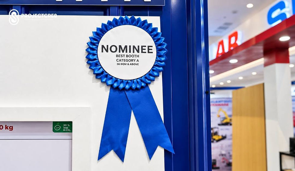 Best Booth Category A nominee ribbon on the Holcim booth by ProjectCre8 at PhilConstruct 2026