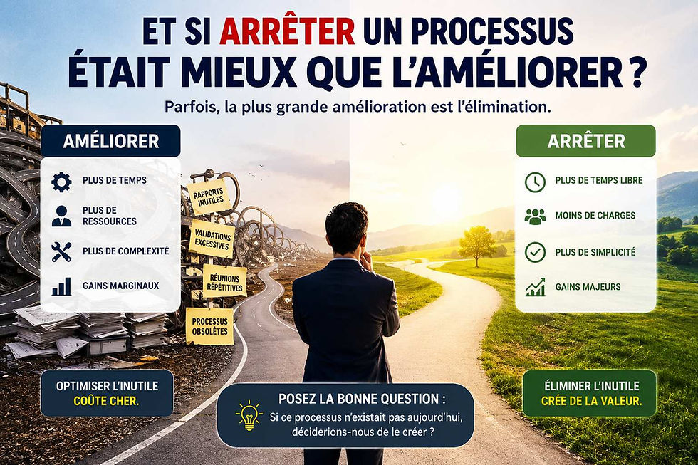 Choix entre améliorer ou arrêter un processus.