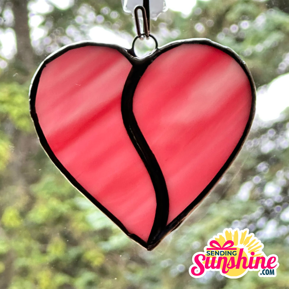Broken heart stained glass suncatcher
