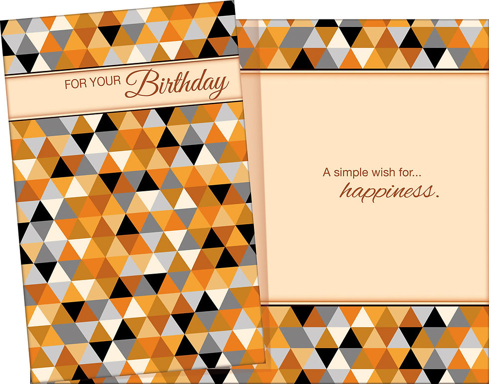 Happy Birthday card with geometric design; A simple wish for happiness