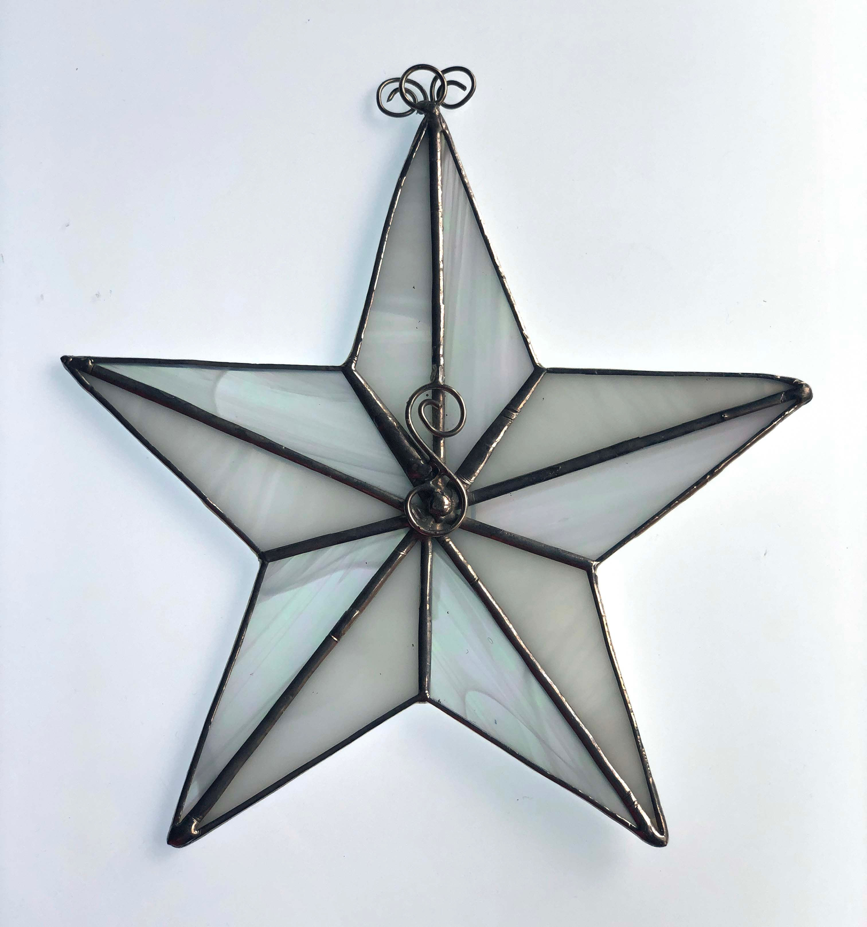 Grey stained glass star ornament