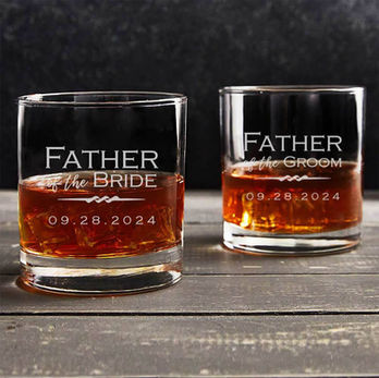 two custom glasses that have been laser etched