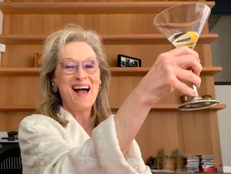 In a Bathrobe and Downing a Martini, Meryl Streep Pulls Off the Perfect #WFH Look