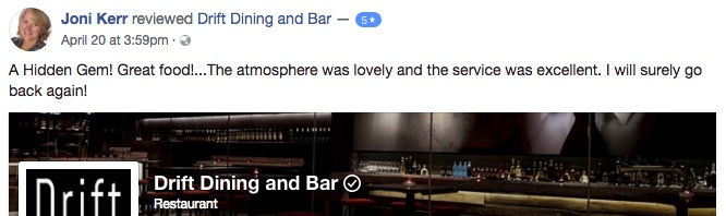 Drift Dining and Bar review